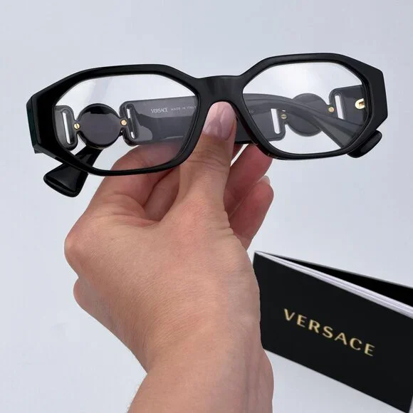 Versace Women Eyeglasses Black Clear Geometric VE3320U GB1 BRAND NEW Versace Women Black Geometric Eyeglasses VE3320U GB1 BRAND NEW main image 4